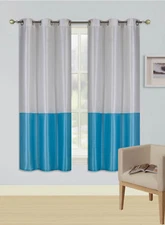 2PC HIGH FASHION C SEMI-SHEER 2MIX COLOR GROMMET TOP WINDOW CURTAIN PANEL DRAPE 