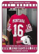 JOE MONTANA 1999 UPPER DECK VICTORY JERSEY GIVEAWAY FOOTBALL GAME CARD