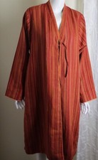 Eskandar Sz 1 Fits Plus Green To Red Orange Stripe 40"l Reversible Coat Jacket