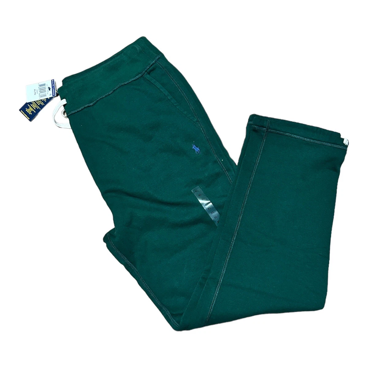 Polo Ralph Lauren Mens Fleece Pants Classic Drawstring Pockets XL Green