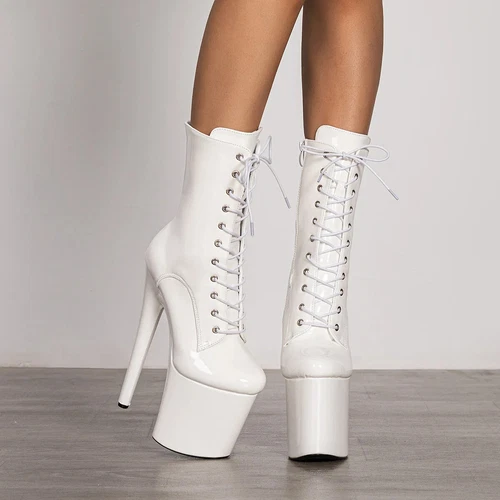 High Heel 20CM Ankle Boots Black 8inch Nightclub Boot Pole Dance Sexy Party Shoe - Picture 12 of 28