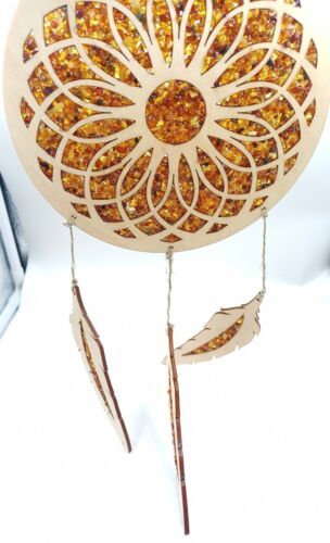 Amber Sun Catcher Feather Souvenir Window DecorationNatural Amber stone Handmade - Picture 1 of 7