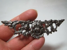 Big Vintage Silver Victorian Style Flower Arrangement Brooch 3.75"