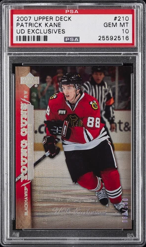 2007 UD UD EXCLUSIVES #210 PATRICK KANE ROOKIE RC #/100 PSA 10