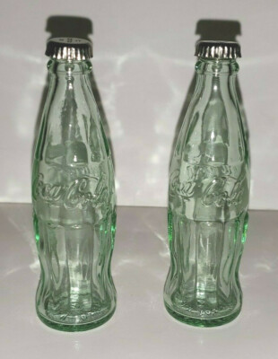 TABLECRAFT COCA COLA COKE GREEN GLASS SODA BOTTLE SALT PEPPER SHAKER SET LOT/4