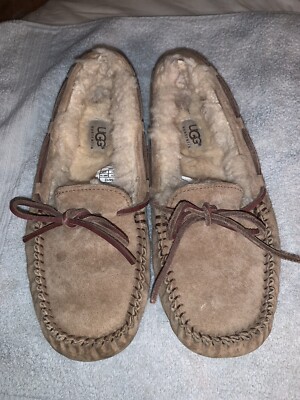 UGG Womens Sheep Fur Lined Suede Moccasins Brown Size 6
