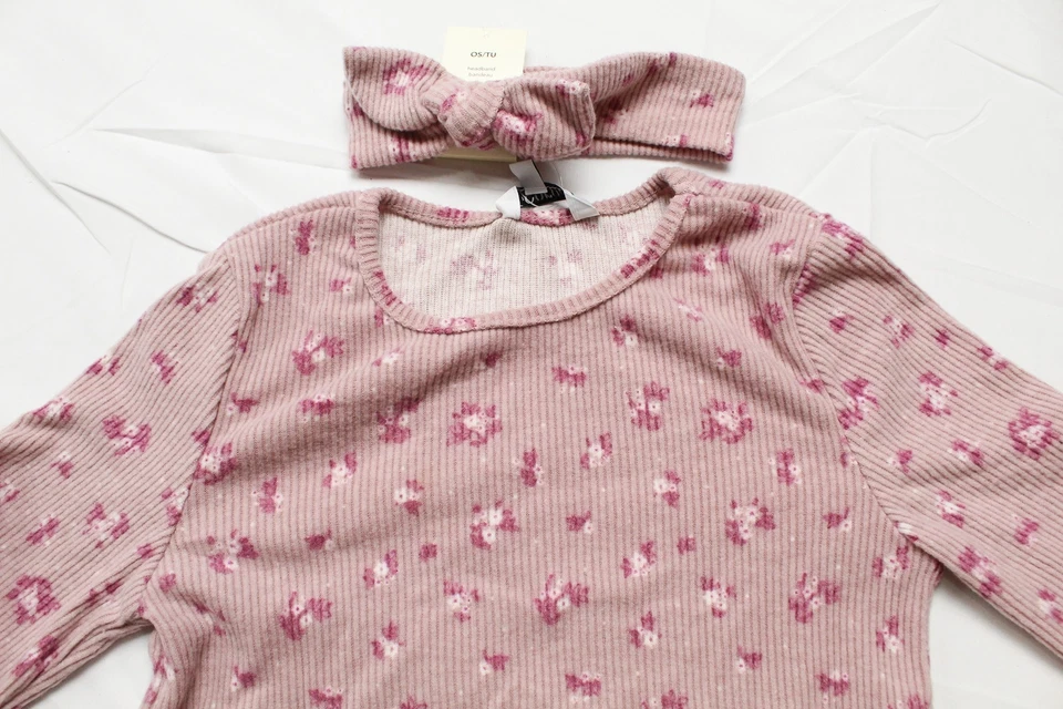 Conjunto de 2 piezas de top y diadema tejido Hacci para niñas George BE5 malva mediana nueva con etiquetas Foto 2 de 3