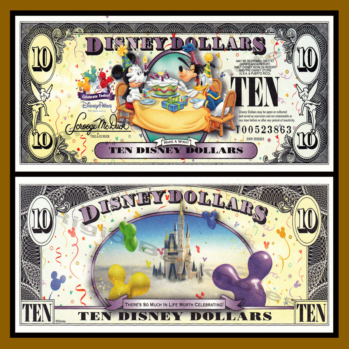 【美品 希少】ディズニーダラー 2009 $10+$5セット ディズニーワールド Disney 10 Dollars, 2009 Series