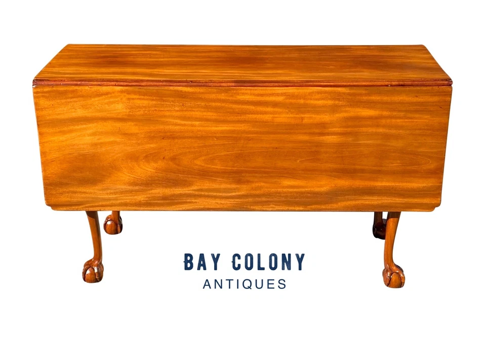 ANTIGUA MESA DE COMEDOR CHIPPENDALE CAOBA ESTILO NEWPORT DROPLEAF - BOLA Y GARRA Foto 3 de 4