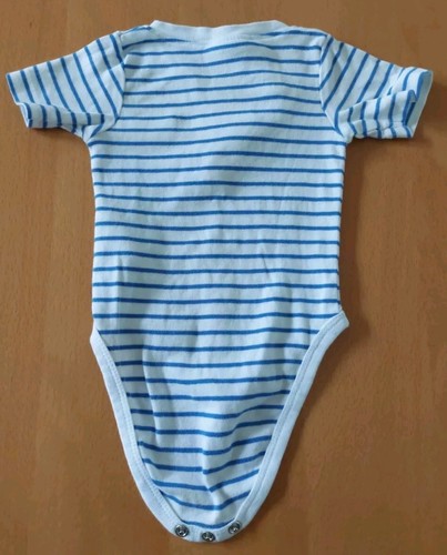 Bekleidung Baby Body Gr. 62/68 Kurzarm weiß blau gestreift Baumwolle Poco Piano - Bild 2 von 5