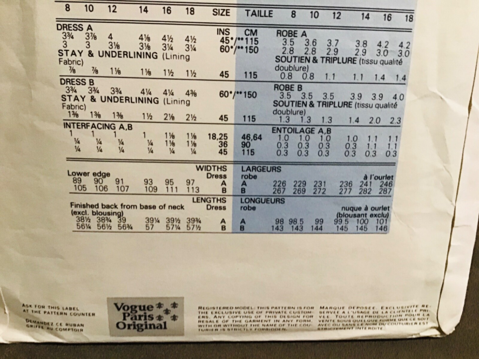 VOGUE 2364 YVES SAINT LAURENT ABITO O MODELLO ABITO DA SERA TAGLIA 12