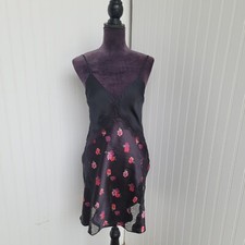 NWT Victoria's Secret Chemise Slip Dress Lingerie Black Pink Satin Lace Sz S