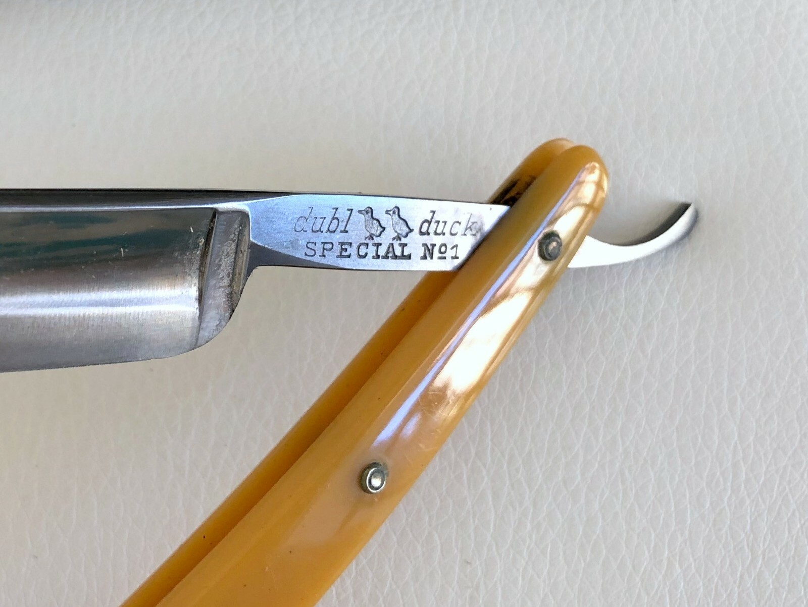 VINTAGE! STRAIGHT RAZOR Dubl Duck SPECIAL #1 Pearlduck Blade Solinger Germany