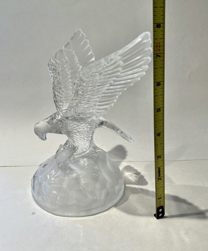 Cristal d'Arques Crystal Clear Art Glass Eagle Statue Frosted Base - Picture 8 of 10