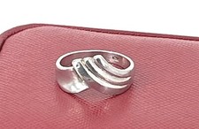 Vintage Unisex .925 Sterling Silver Modernist Wave Band Ring, Size 6.75