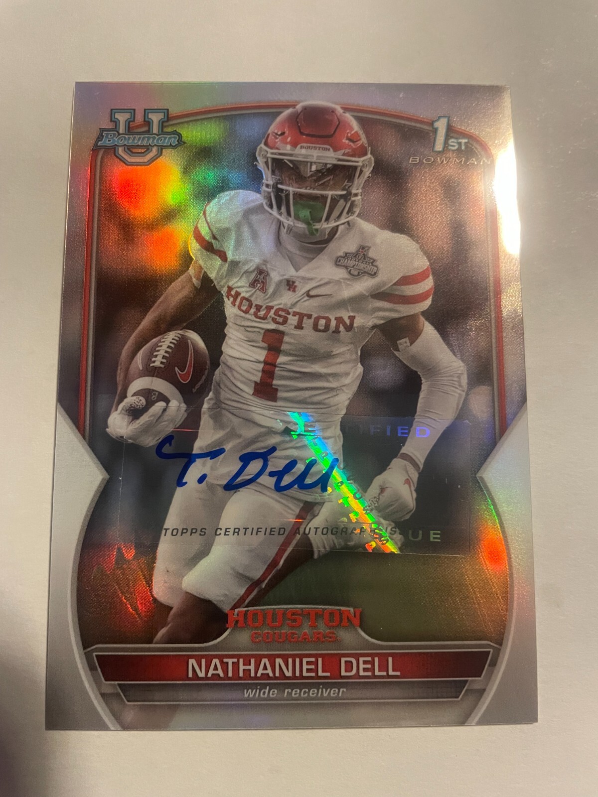 2022 Bowman Chrome U Nathaniel Tank Dell RC Refractor Autographs #74/499 Texans