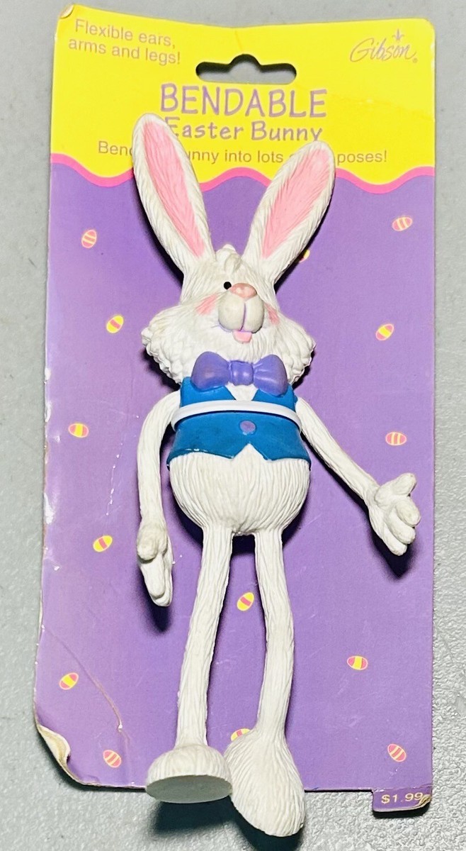 Vintage 1995 Gibson Bendable Easter Bunny 6.5”Gumby Style Toy