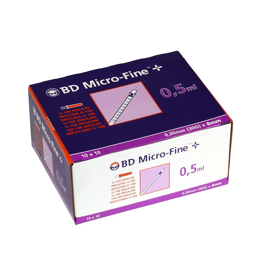 BECTON DICKINSON GMBH BD MICRO FINE+ U100 8MM, 100X0.5ml spritze PZN07468077, Karton beschädigt
