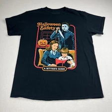 Creepy Co. Shirt Mens Large Halloween Safety Michael Myers A Sitters Guide Black
