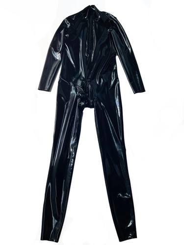 Latex gummi catsuit codpiece hidden two sheath front zip 0.4mm customized - Picture 2 of 10