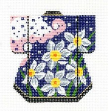 "FINAL RETIRED" Daffodil Blossoms Petite Kimono HP Needlepoint Canvas by LEE