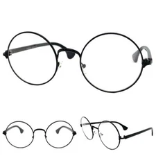 Men's Women Classic Vintage Retro Style Clear Lens EYE GLASSES Round Black Frame