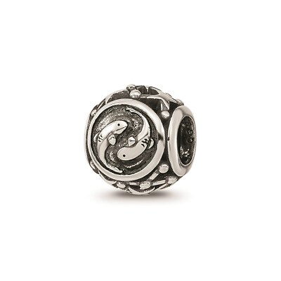Reflection Beads Sterling Silver Antique Finish Zodiac Pisces Collage Bead
