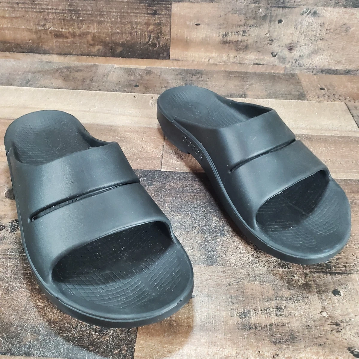 Oofos OOAHH Black Foam Open Toe Slip On Recovery Slide Sandals Men s Size 14