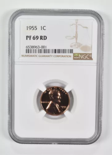 1955 PF69 RD Lincoln Cent NGC Brown Label