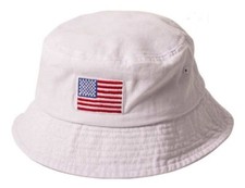 New White US Flag Bucket Hat Adult One Size Summer USA American 4th of July NWT