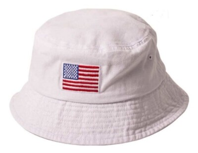 #87 AMERICAN FLAG SUN HAT-WHITE Trend Setter Diva Boutique | Accessories | 87 American Flag  main image 2