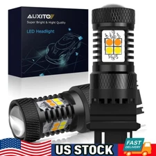 2X Error Free White/Amber 3157 LED DRL Switchback Turn Signal Parking Light Bulb