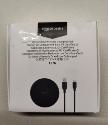 Amazon Basics 15W Qi Certified Wireless Charging Pad No AC Adapter
