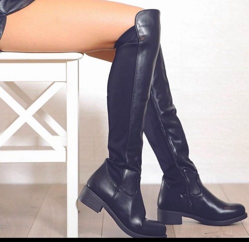 Scarpe Donna Stivali Con Tacco Basso Stivaletti Alti Sopra al Ginocchio  Stivali | eBay