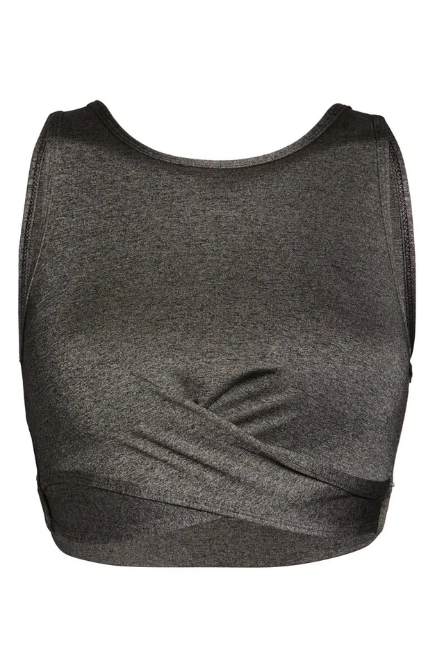 Sujetador deportivo ZELLA negro gris tinte espacial cruzado frontal envolvente L 38 A/B/C Nordstrom Foto 2 de 4