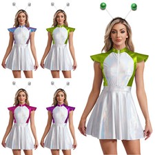 Women Outfits Movie Costume Holiday Dress Leotards Alien Birthday Halloween Cap