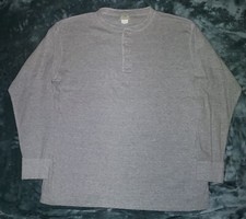 VTG LL BEAN RIVER DRIVER SHIRT HENLEY MENS XL GRAY COTTON RAYON 80s 90s WINTER
