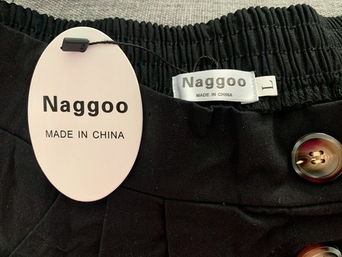 Naggoo Women’s Black Size L Casual Front Button A-Line Skirt - Picture 2 of 9