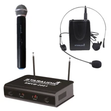 Handheld Wireless Microphone Headset Lavalier Lapel Karaoke VHF Audio Mic System