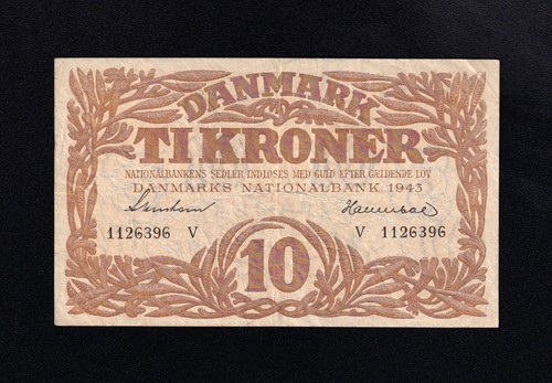 F.C. DINAMARCA DENMARK , 10 CORONAS 1943 , B/C+ ( FINE+ ) , P.31p . - Imagen 1 de 2