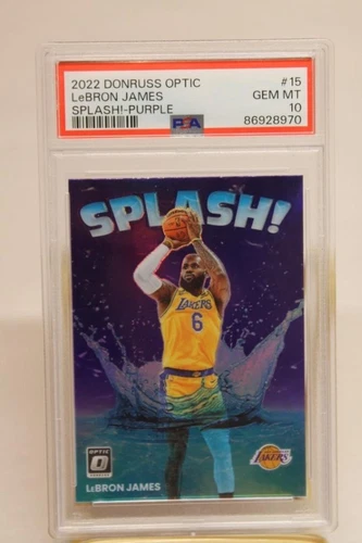 2022 Donruss Optic Splash Purple LeBron James LA Lakers Card 15 PSA 10