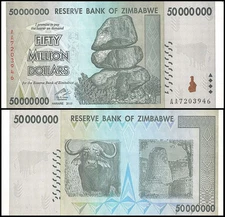 Zimbabwe 50 Million Dollars, 2008, P-79, Used