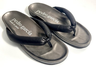 Pedro Garcia Black Leather Thong Sandals   Flip Flops   Eur 39.5 US 9  Glamcore