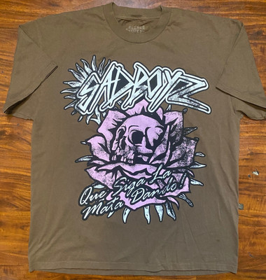 Sad Boyz Skull Rose Que SIGA la Mata Dando Double Sided Streetwear Tee SZ XL
