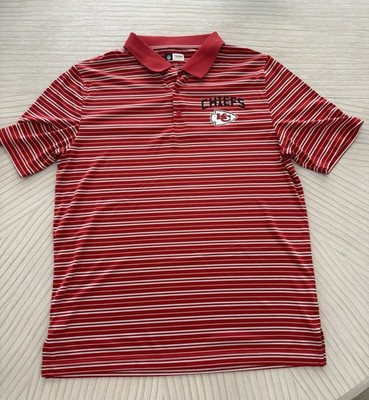 NFL Team Apparel Kansas City Chiefs Red White Striped Polo Shirt Mens Large
