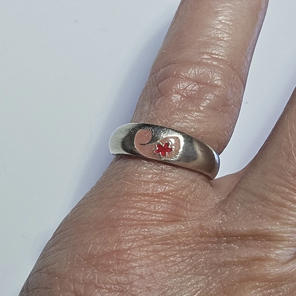 Anillo de plata esterlina esmalte rosa espalda abierta pinky dedo del pie Foto 4 de 4