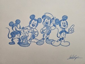 Disney Mickey Mouse Through The Years Drawing/Sketch Animation Art Signed