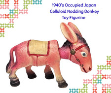 1940's Occupied Japan Celluloid Nodding Donkey Toy Figurine