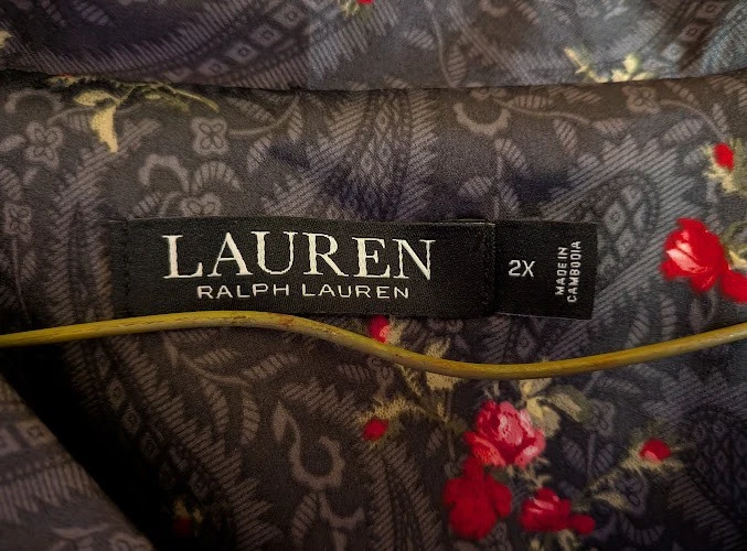 Conjunto de Pijama Ralph Lauren Para Mujer Talla 2X Botón Corona Logo Top Pantalones Sedoso Lujo Foto 4 de 4