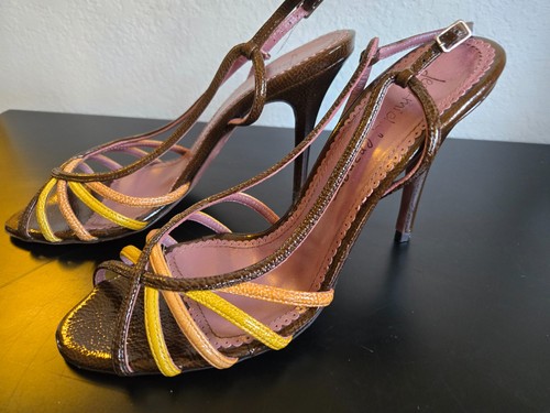 Jean Michel Cazabat Brown Strappy Heeled Sandal Sz 38-7.5 US 
